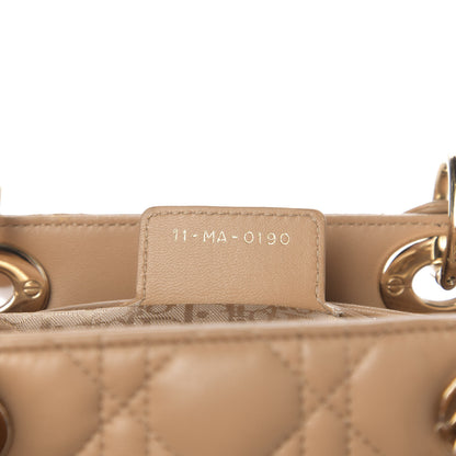 Christian Dior Lambskin Cannage Medium Lady Dior Beige 7 of 18