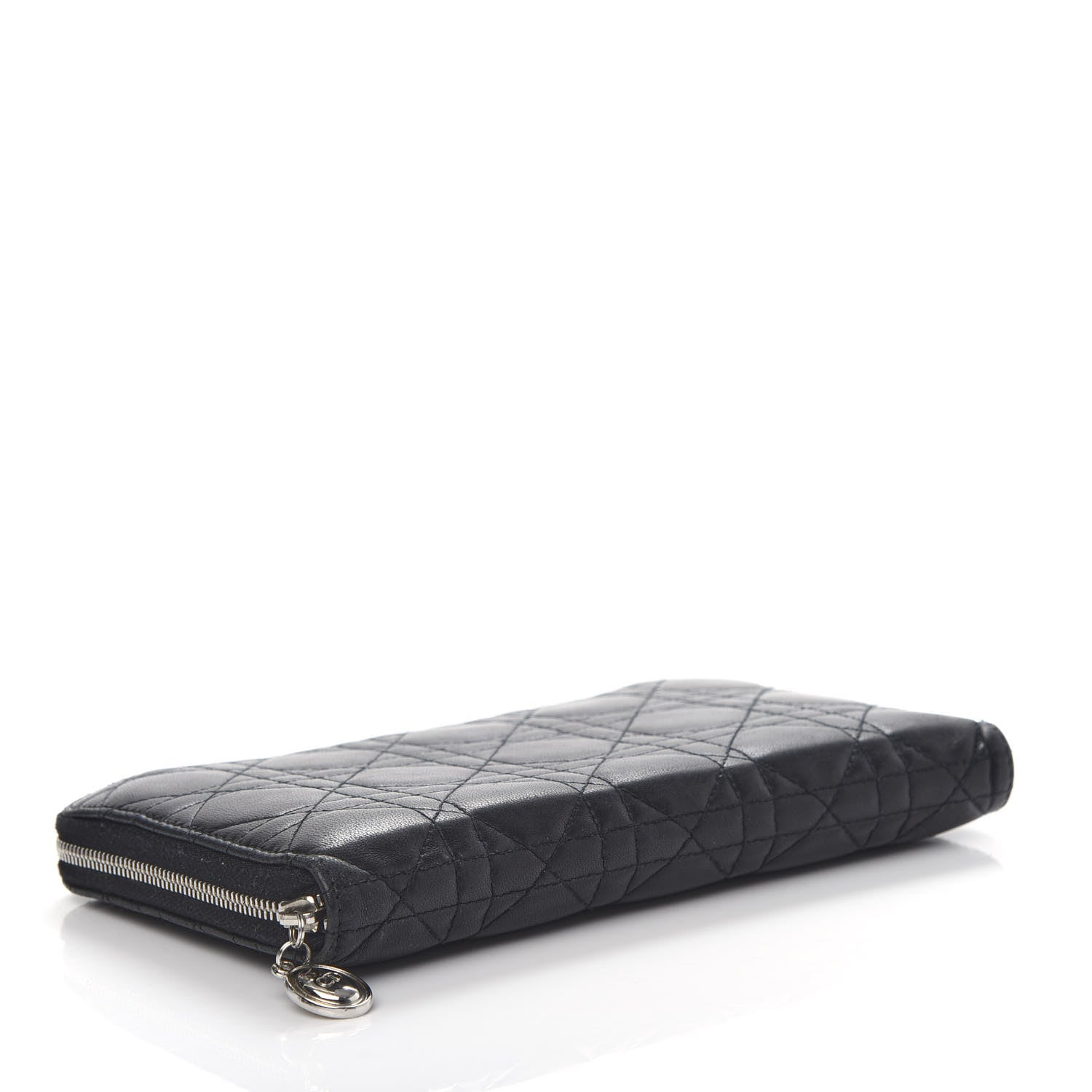 Christian Dior Lambskin Cannage Lady Dior Zip Organizer Wallet Black 4 of 6