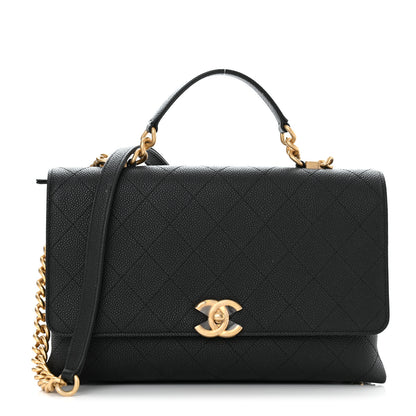 Chanel Grained Calfskin Stitched Flap Black 1 of 11