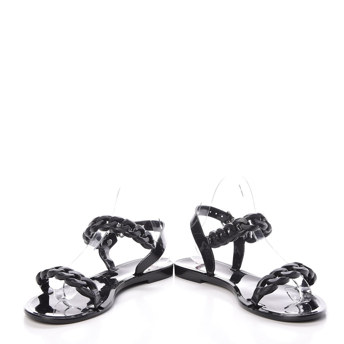 Jelly Chain Sandal Flats 38 Black