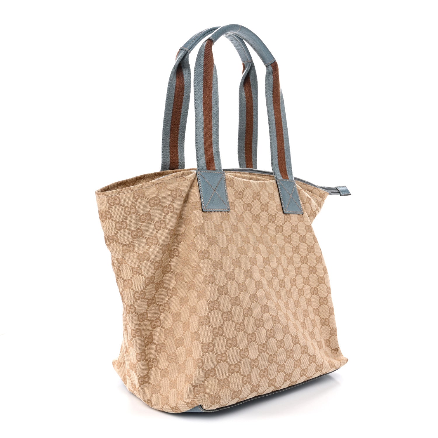 Gucci GG Monogram Large Web Handle Bucket Tote Blue 3 of 15
