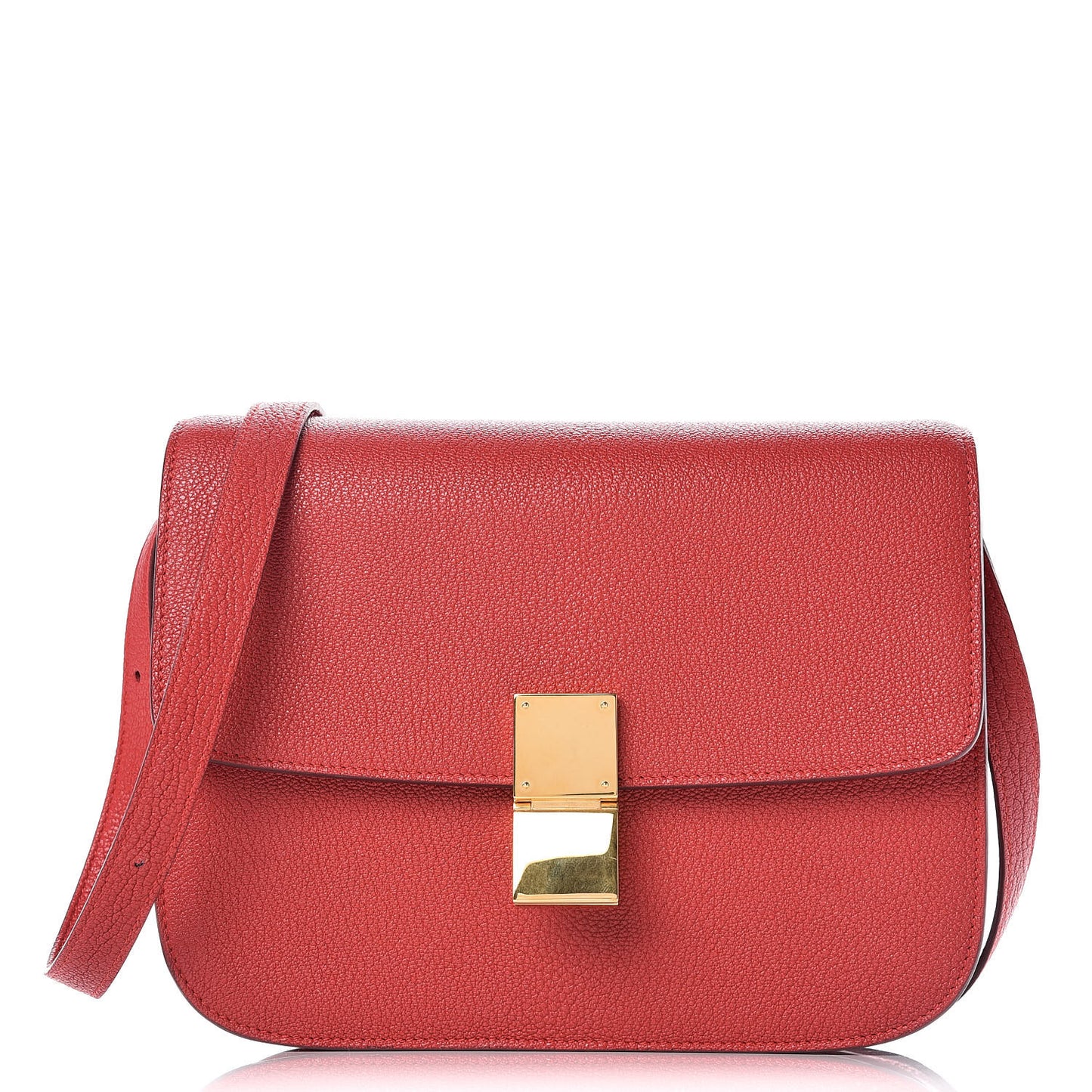 Goatskin Medium Classic Box Flap Bag Carmin