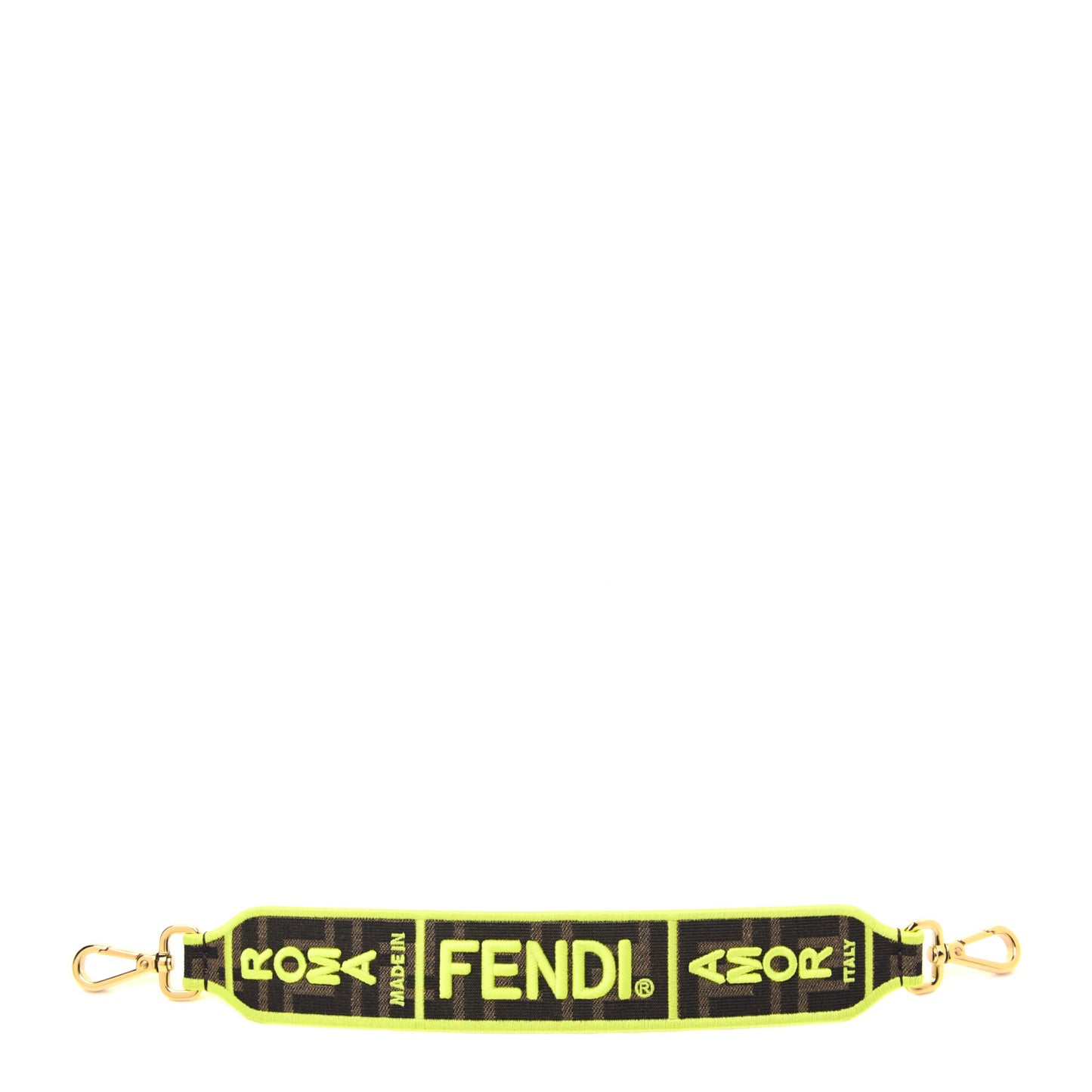 Fabric Jacquard FF 1974 Logo Threaded Edge Mini Strap You Tobacco Moro Giallo Fluo