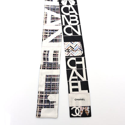 Chanel Silk Twill CC Logo Slim Bandeau Black Multicolor 2 of 5