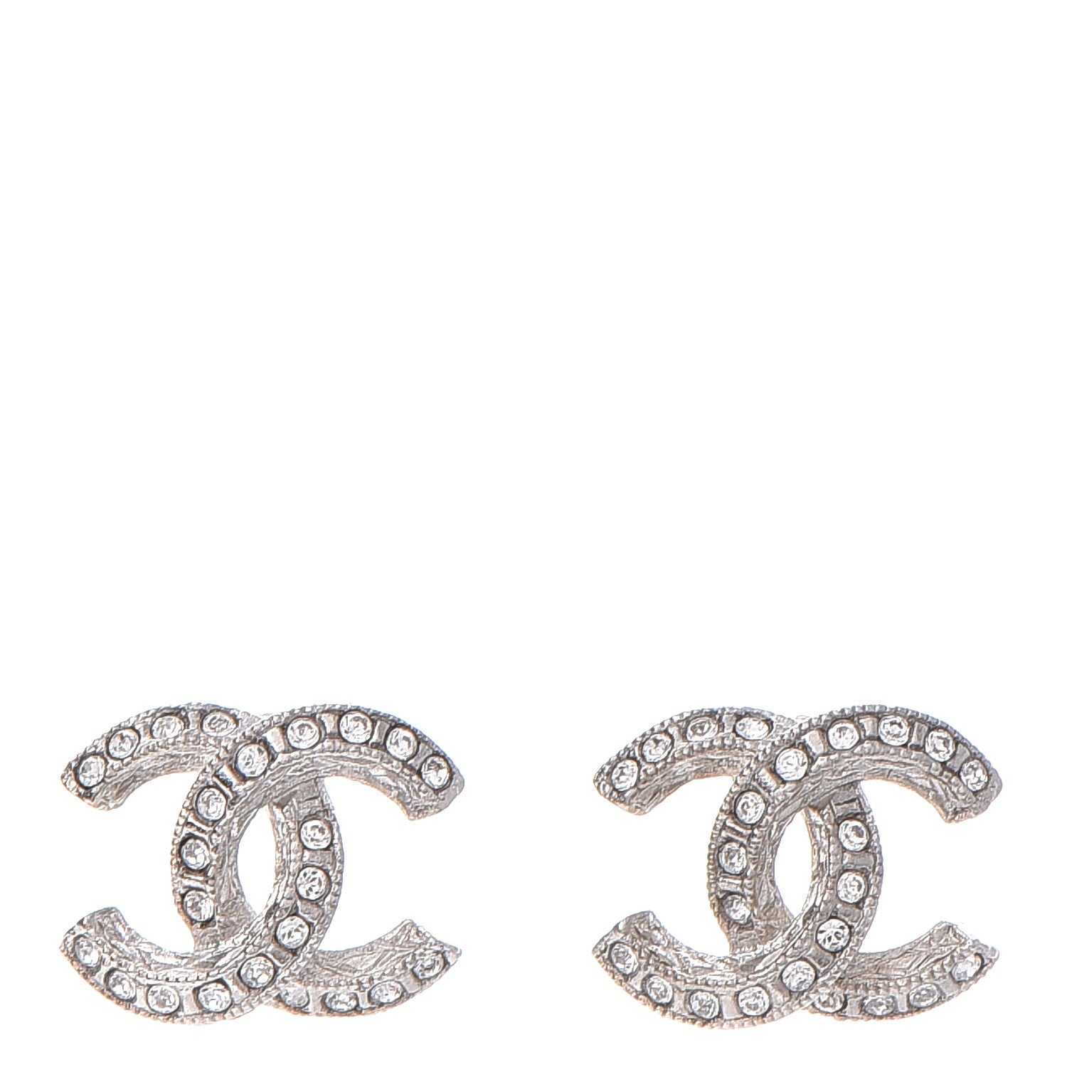 Chanel Crystal CC Earrings Silver 1 of 5