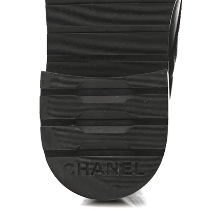 Chanel Shiny Goatskin Calfskin Quilted Lace Up Combat Boots 37 Black 8 of 10