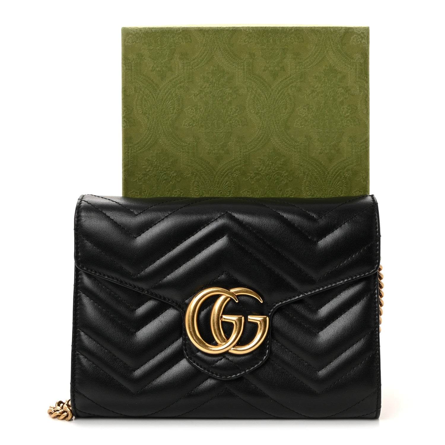 Gucci Calfskin Matelasse GG Marmont Chain Wallet Black 11 of 11