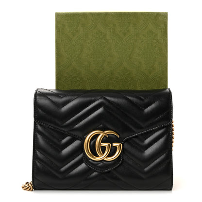 Gucci Calfskin Matelasse GG Marmont Chain Wallet Black 11 of 11