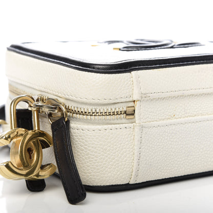Chanel Caviar Quilted Small CC Filigree Vanity Case White Black 6 of 9