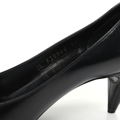 Saint Laurent Calfskin Bow Anais Pumps 37 Black 8 of 9
