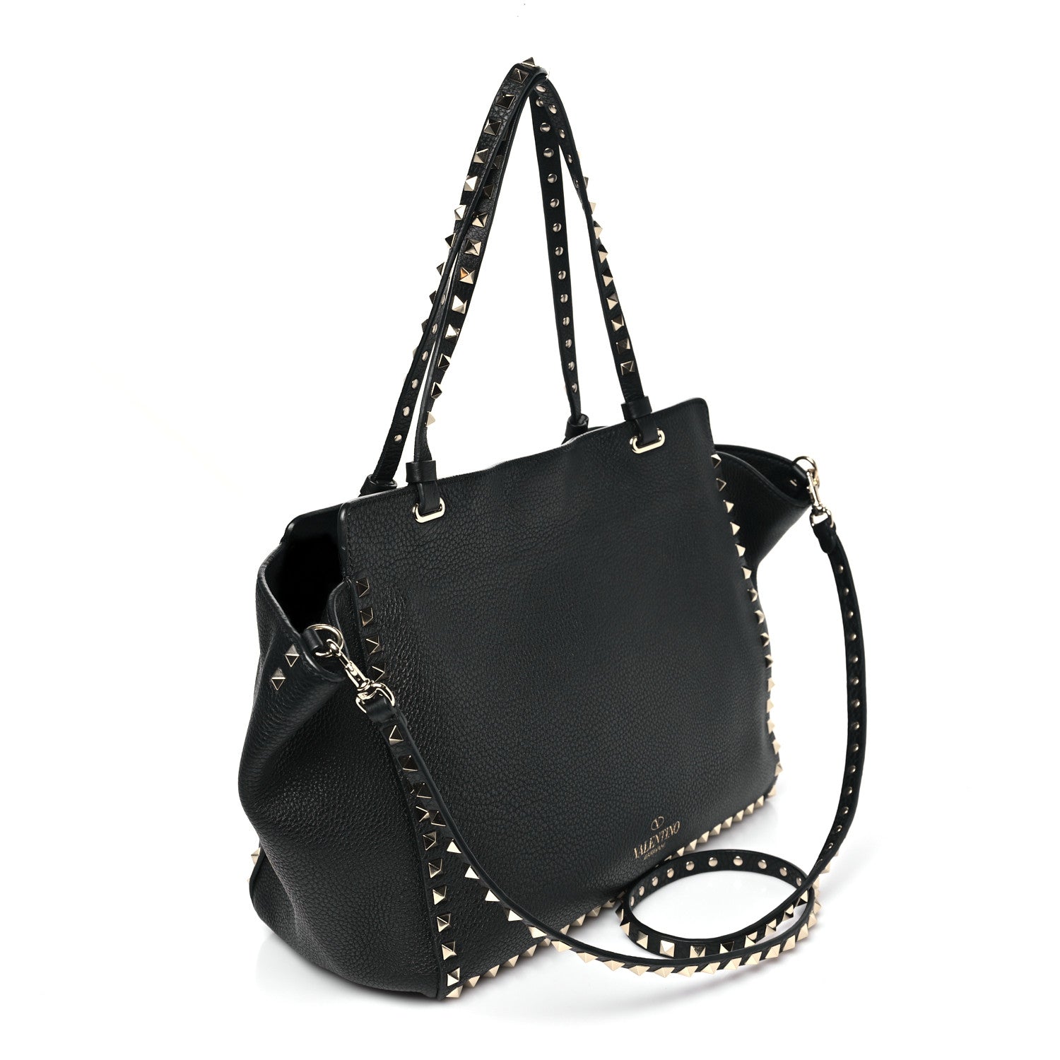 Valentino Garavani Vitello Medium Rockstud Tote Black 3 of 9