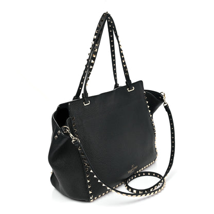 Valentino Garavani Vitello Medium Rockstud Tote Black 3 of 9