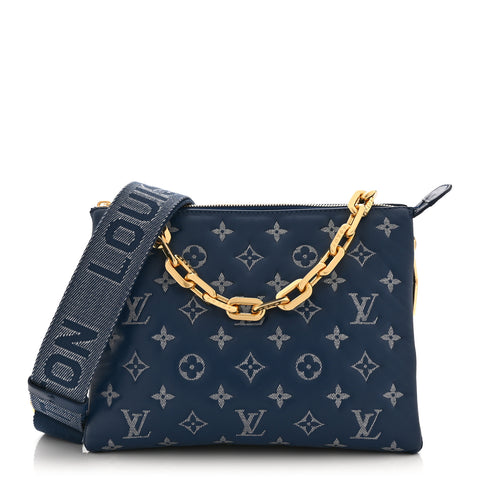 Lambskin Embossed Monogram Coussin PM Denim Blue