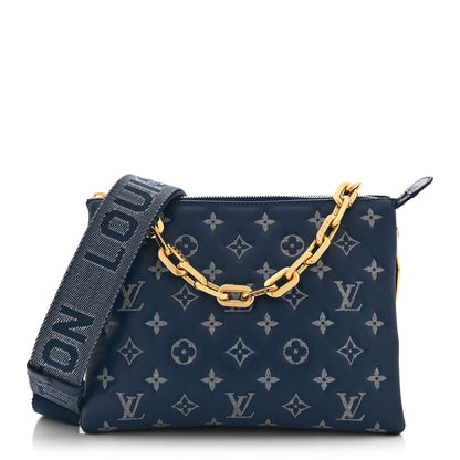 Louis Vuitton Lambskin Embossed Monogram Coussin PM Denim Blue 1 of 9