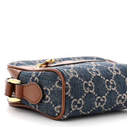 Gucci New Denim GG Monogram Dollar Calfskin Mini Ophidia Shoulder Bag Blue Tea Cuir Epilog 9 of 11