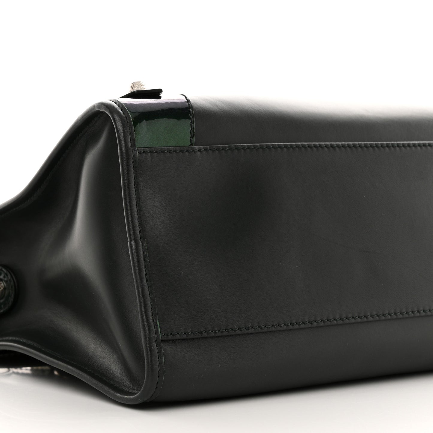 Smooth Calfskin Metallic Patent Giant 12 Silver Hardware City Vert Poker Fonce
