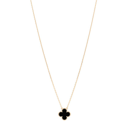 Van Cleef & Arpels 18K Yellow Gold Black Onyx Vintage Alhambra Pendant Necklace 1 of 5