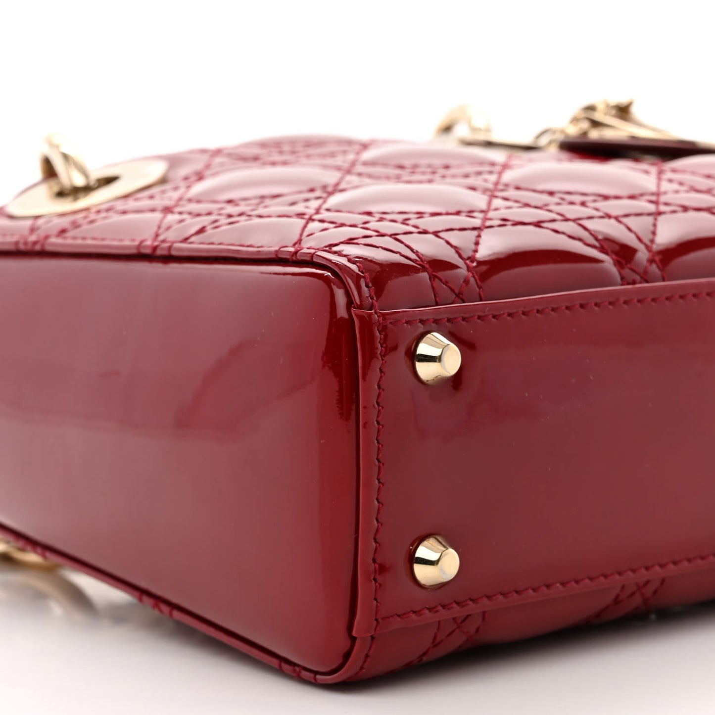 Patent Cannage Mini Lady Dior Red