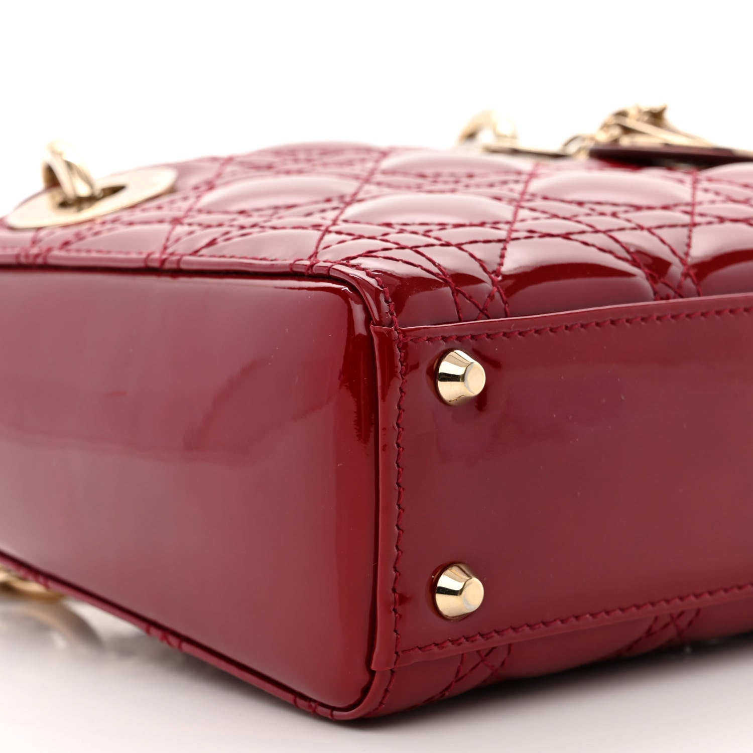 Christian Dior Patent Cannage Mini Lady Dior Red 9 of 12