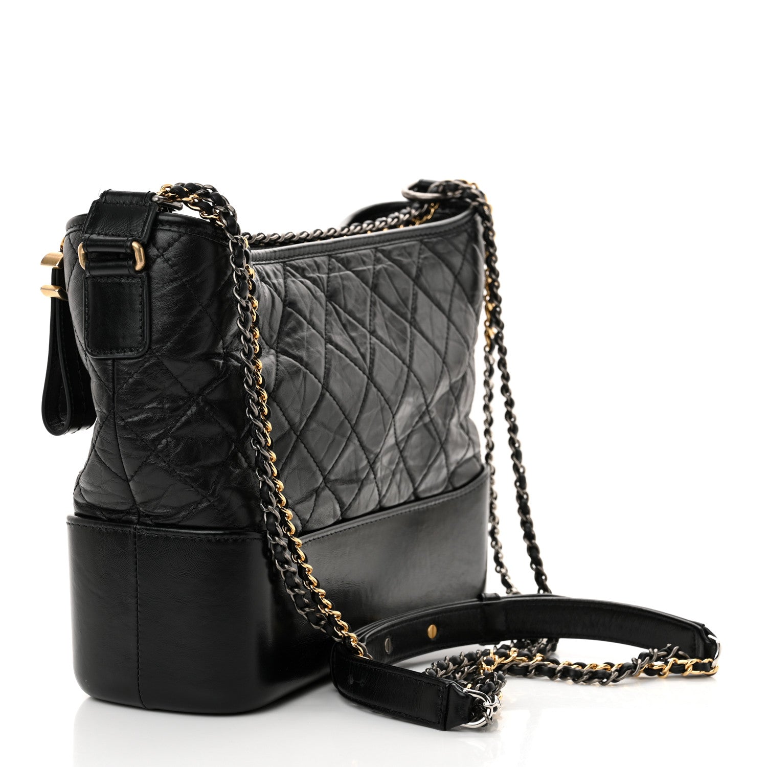Chanel Aged Calfskin Quilted Medium Gabrielle Hobo Black 3 of 13