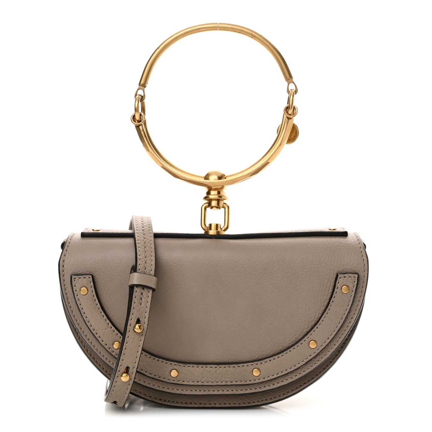 Calfskin Small Nile Bracelet Minaudiere Bag Motty Grey