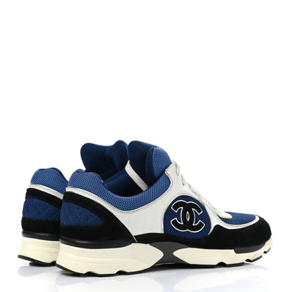 Chanel Suede Calfskin CC Sneakers 40 Blue Black 4 of 9