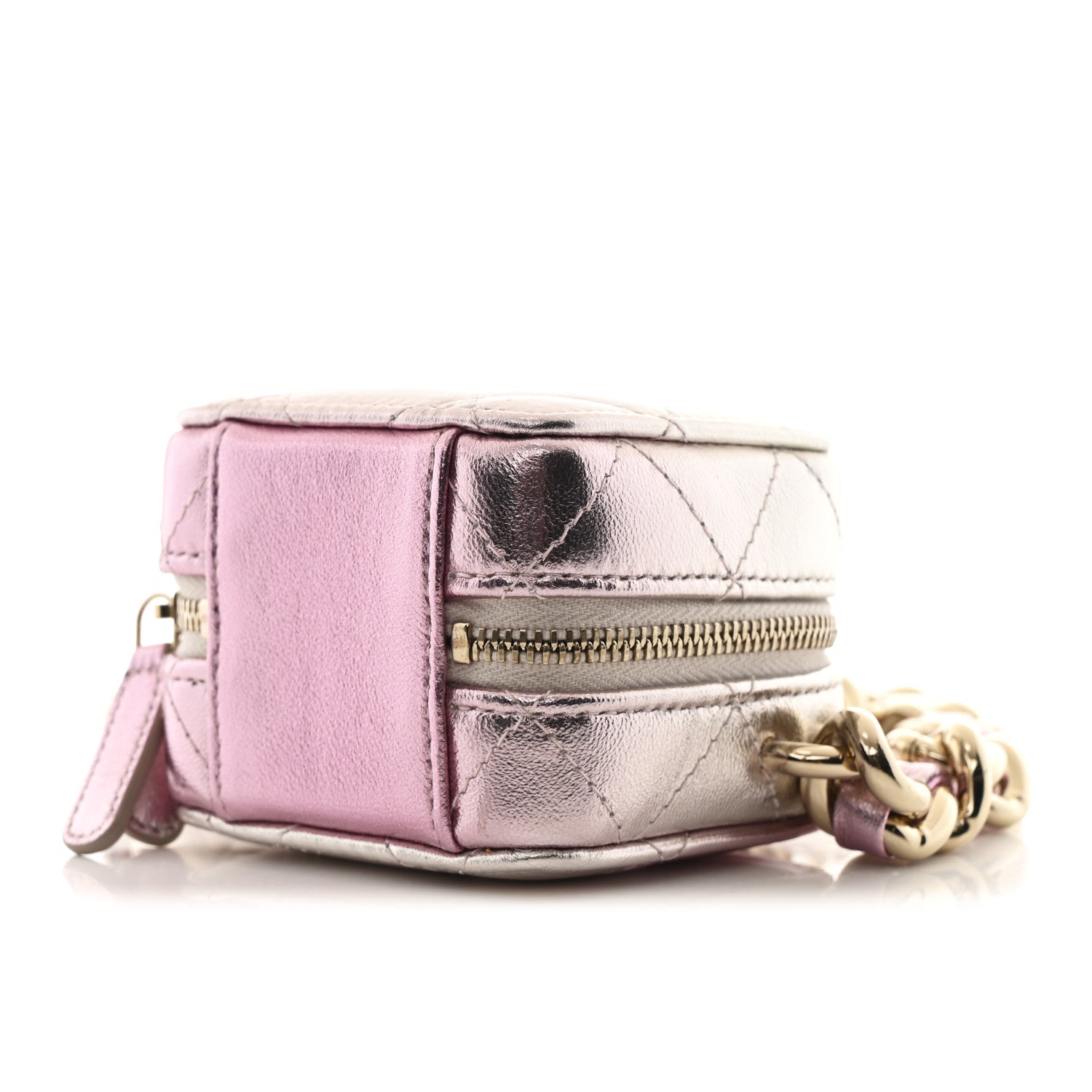Chanel Gradient Metallic Lambskin Quilted Like A Wallet Clutch With Chain Gold Pink 10 of 11
