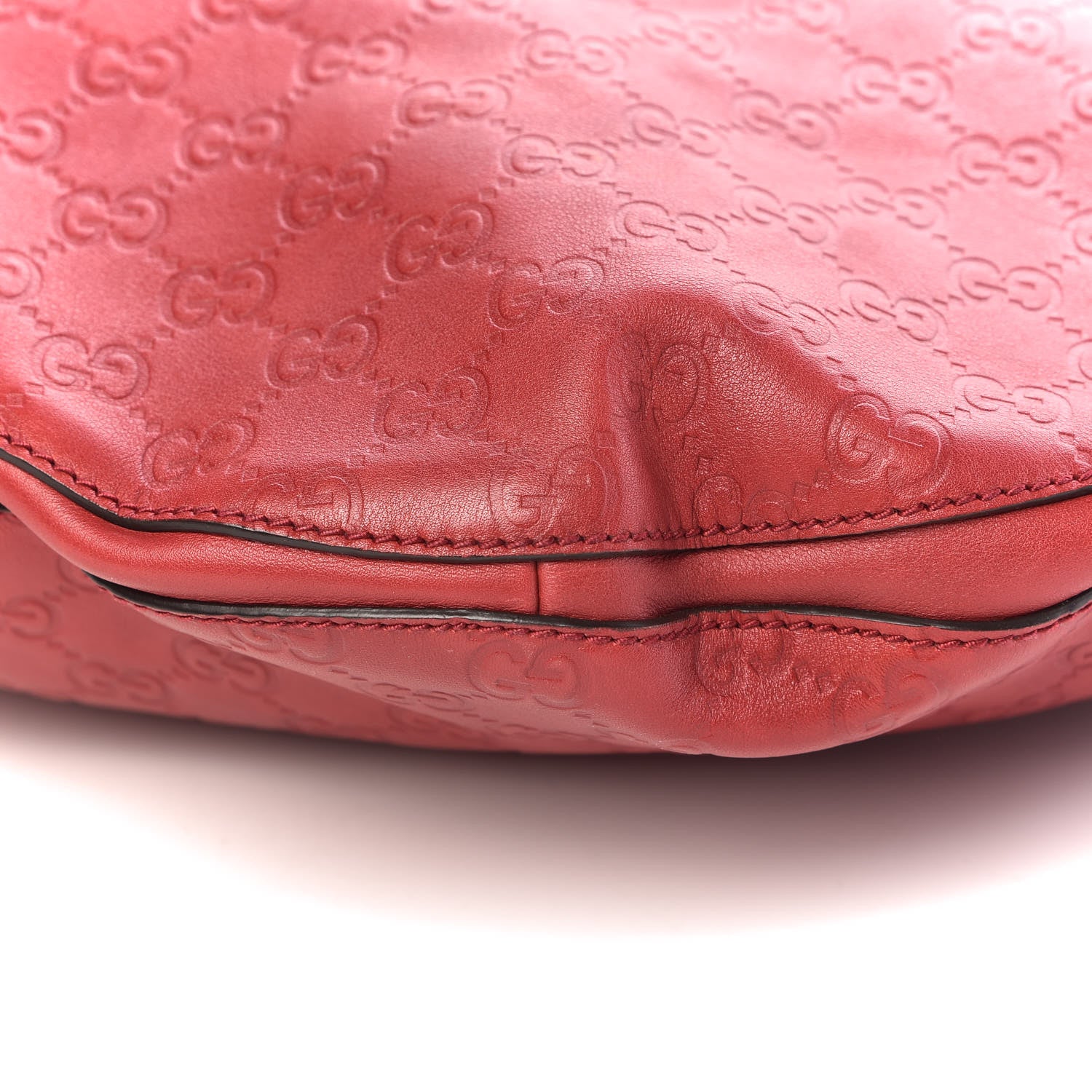Gucci Guccissima Half Moon Bamboo Ring Hobo Red 10 of 12