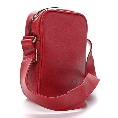 Gucci Grained Calfskin Logo Messenger Bag Hibiscus Red 3 of 9