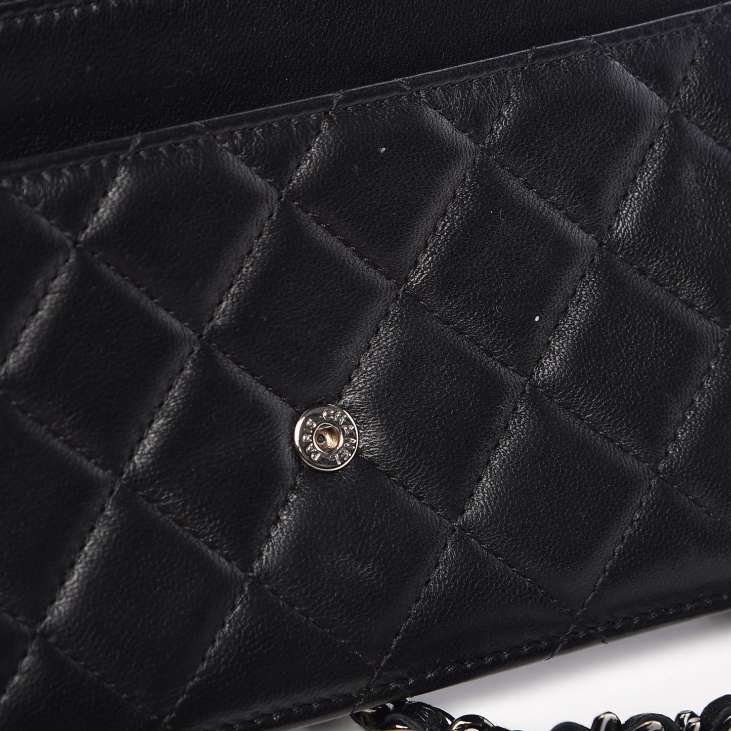 Lambskin Quilted Boy Wallet On Chain WOC Black