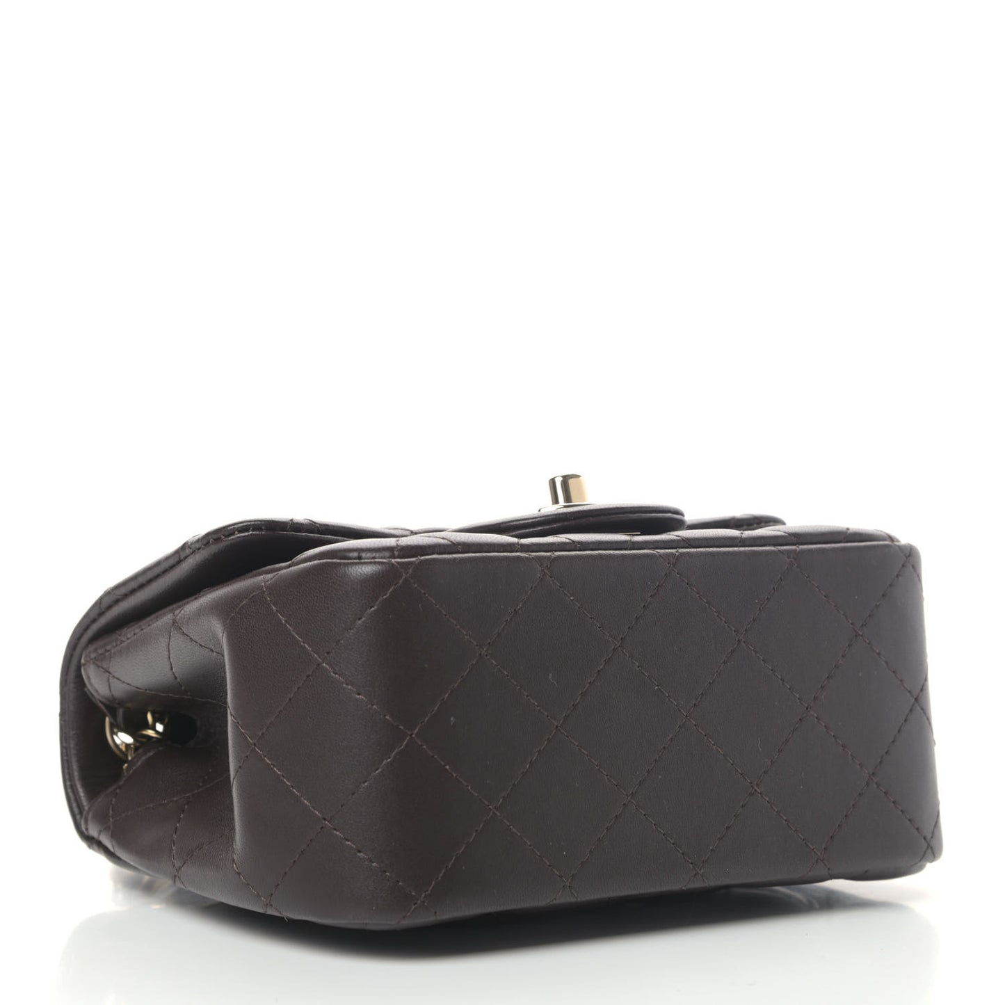 Lambskin Quilted Mini Square Flap Dark Brown