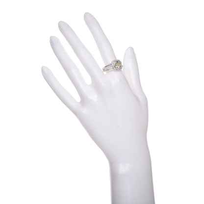 David Yurman Sterling Silver Diamond Prasiolite 7mm Petite Albion Ring 54 7 2 of 5