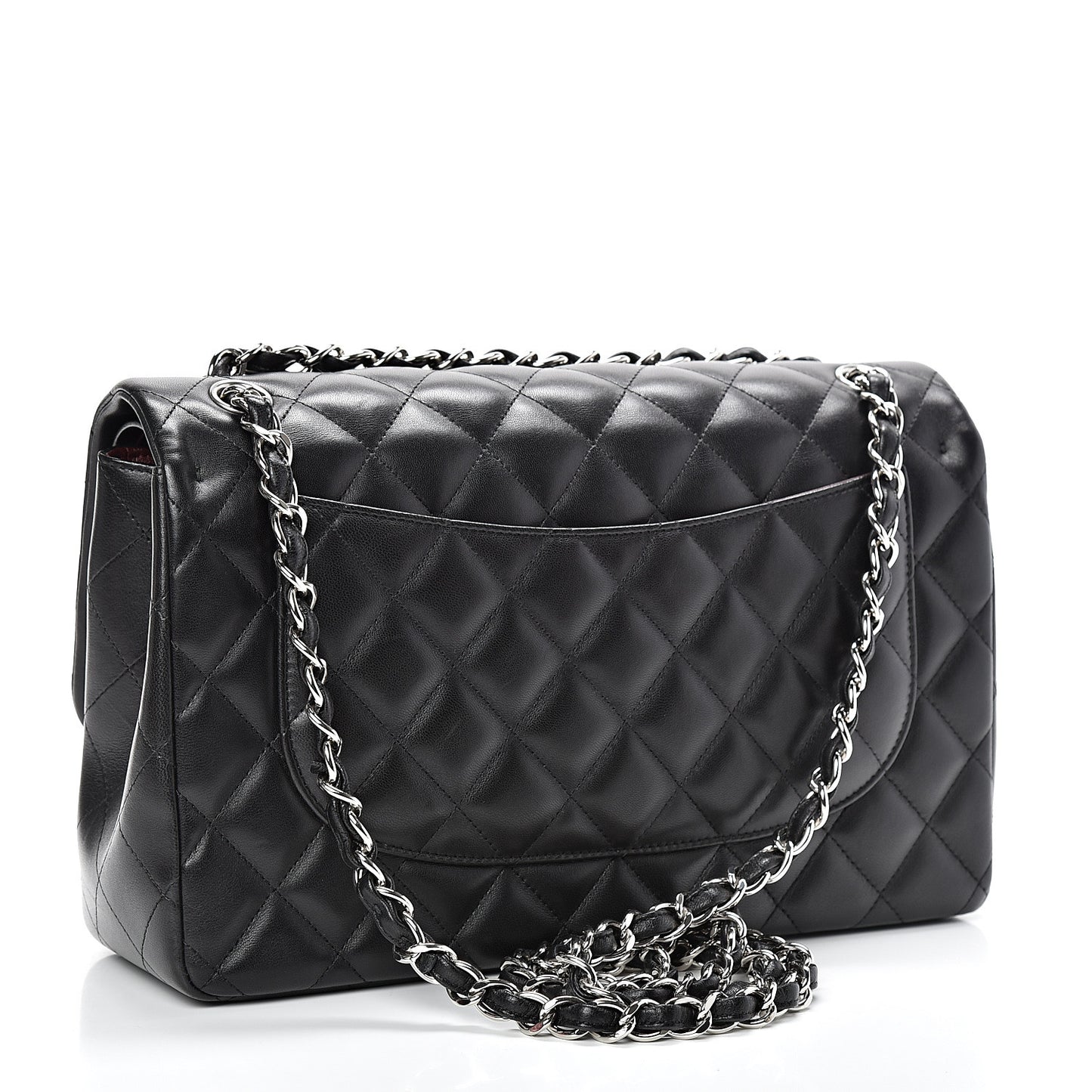 Lambskin Quilted Jumbo Double Flap Black