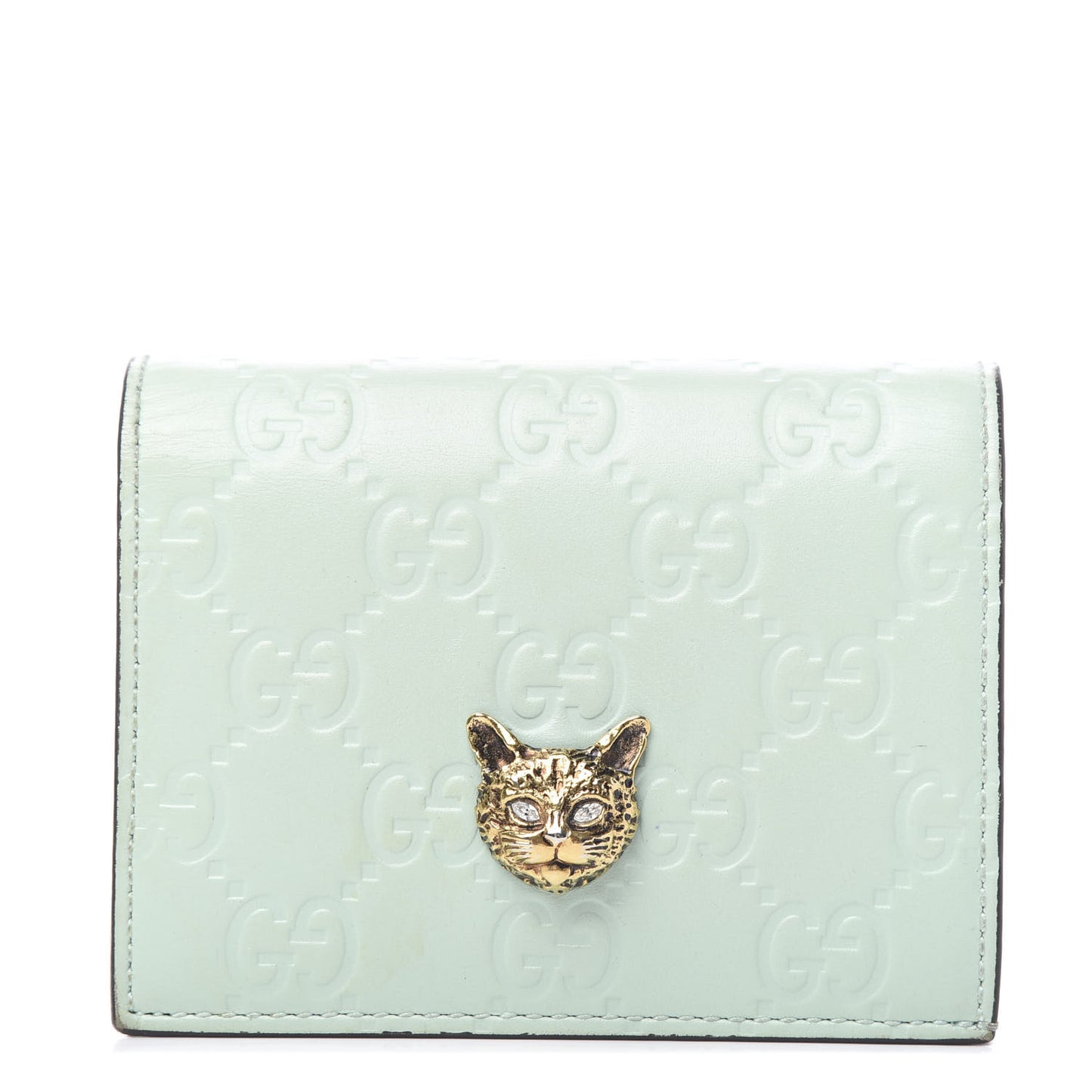 Guccissima Signature Crystal Cat Card Case Wallet Mint