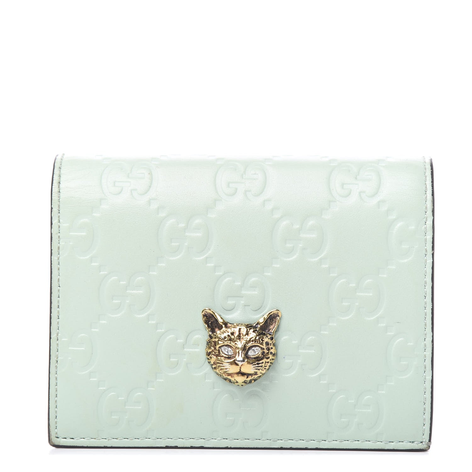 Gucci Guccissima Signature Crystal Cat Card Case Wallet Mint 1 of 9