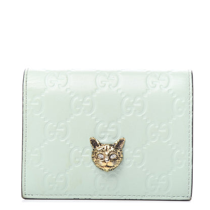 Gucci Guccissima Signature Crystal Cat Card Case Wallet Mint 1 of 9