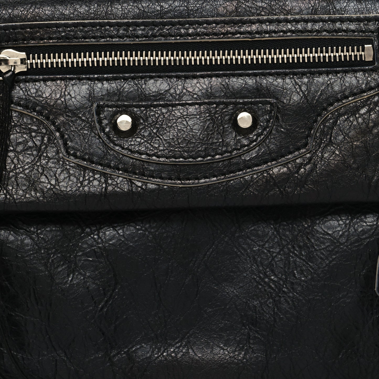 Agneau Silver Metallic Edge Hardware Envelope Clutch Black