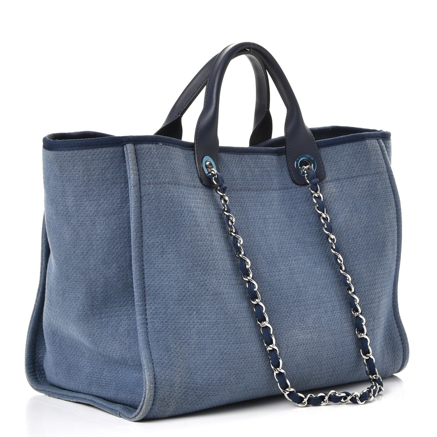 Chanel Canvas Large Deauville Tote Blue 4 of 14