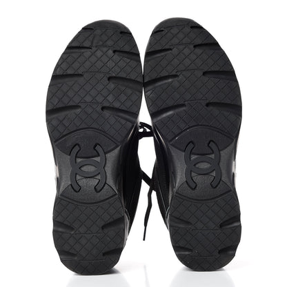 Chanel Toile Suede Calfskin CC Sneakers 37.5 Black 7 of 9