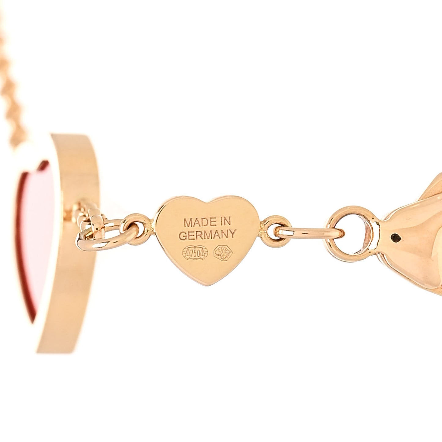18K Rose Gold Diamond Happy Hearts Bracelet Red