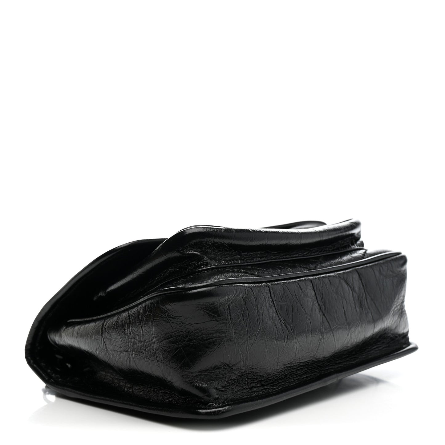 Crinkled Calfskin Matelasse Monogram Baby Niki Chain Satchel Black