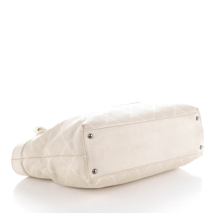 Chanel Goatskin Perforated Large CC Tote White 4 of 13