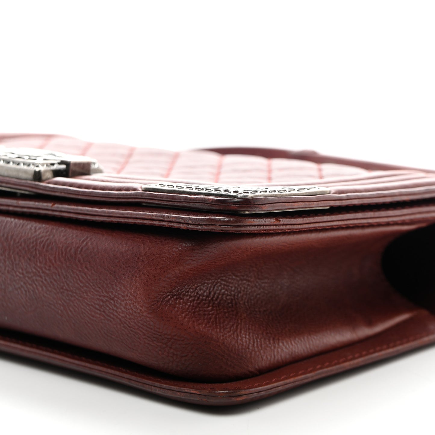 Calfskin Quilted Metal Embellished Paris Dallas Medium Boy Flap Burgundy