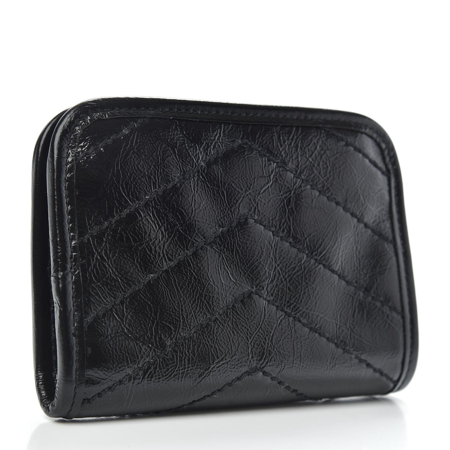 Saint Laurent Crinkled Calfskin Matelasse Monogram Niki Card Holder Black 3 of 8