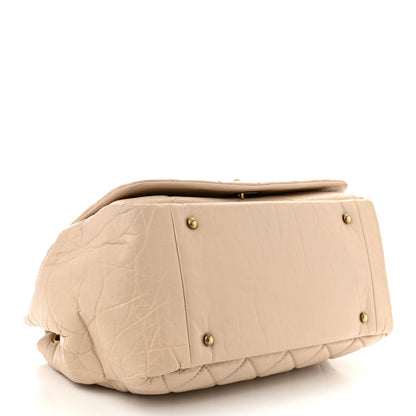 Chanel Aged Calfskin Quilted Large Pondichery Flap Beige 4 of 10