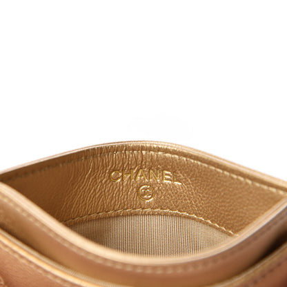 Chanel Metallic Goatskin Quilted Chanel 19 Card Holder Gold 7 of 10
