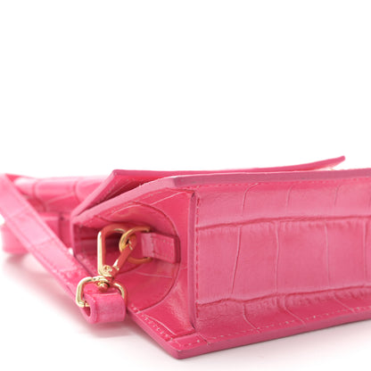 Jacquemus Calfskin Crocodile Embossed Le Chiquito Pink 8 of 11
