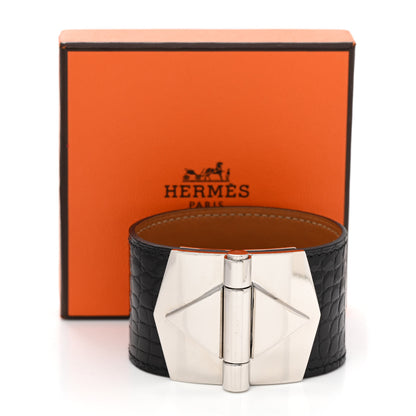 Hermes Shiny Alligator Berenice Bracelet S Black 8 of 8