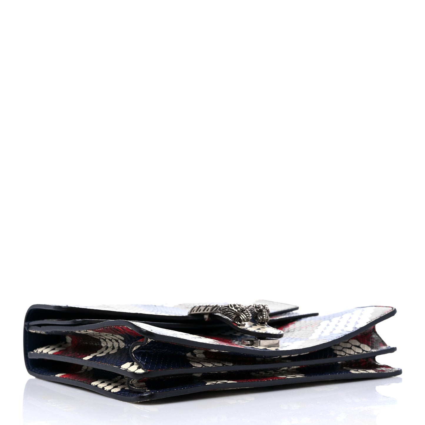 Snakeskin Cubic Medium Dionysus Shoulder Bag Red White Blue