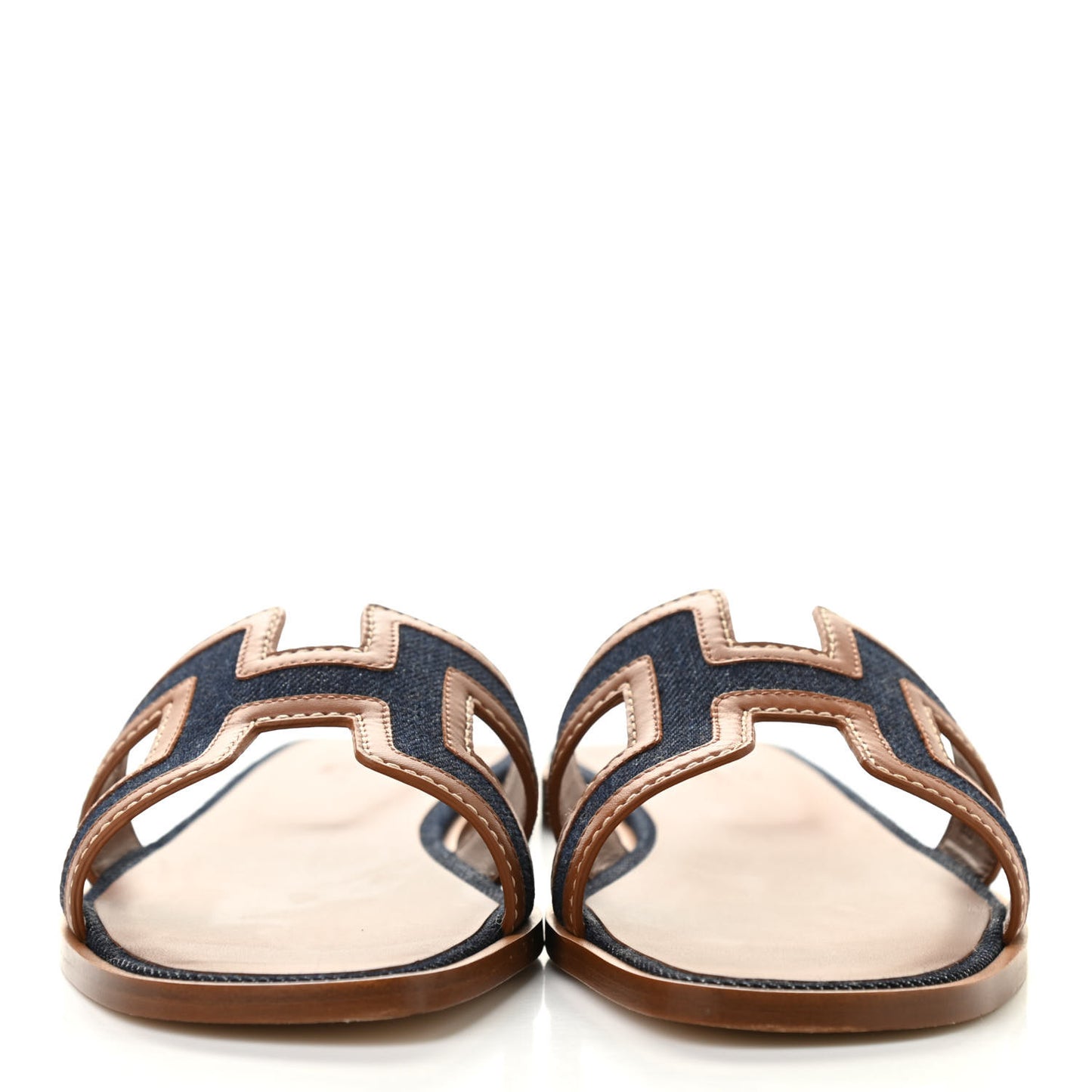 Calfskin Denim Oran Sandals 38 Bleu Brut Gold